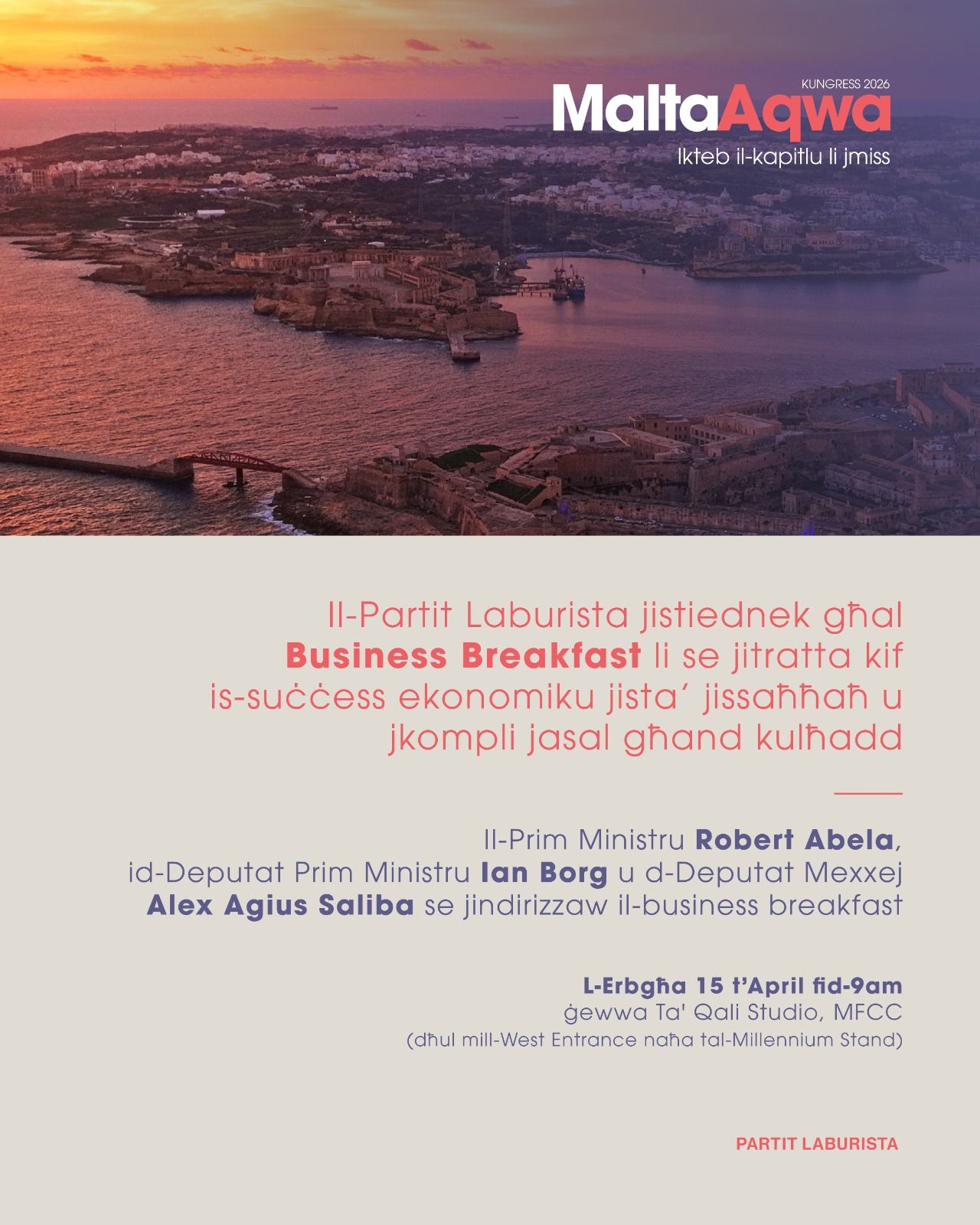 L-istedina għall-Business Breakfast Malta Aqwa